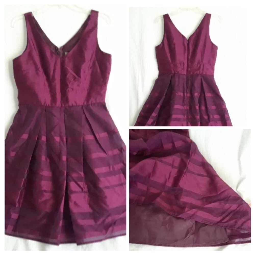Taylor Women's Dress Size 8 Satin Fit & Flare Lined Dress Burgandy/Wine